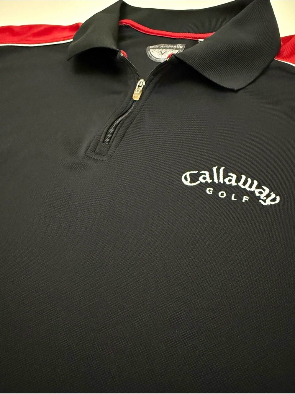 Vintage Callaway Men's Black & Red Golf Polo - Quarter Zip - Embroidered